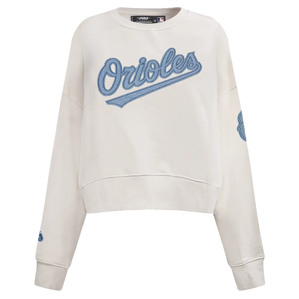 MLB BALTIMORE ORIOLES VARSITY BLUES WOMEN'S CREWNECK (LINEN)