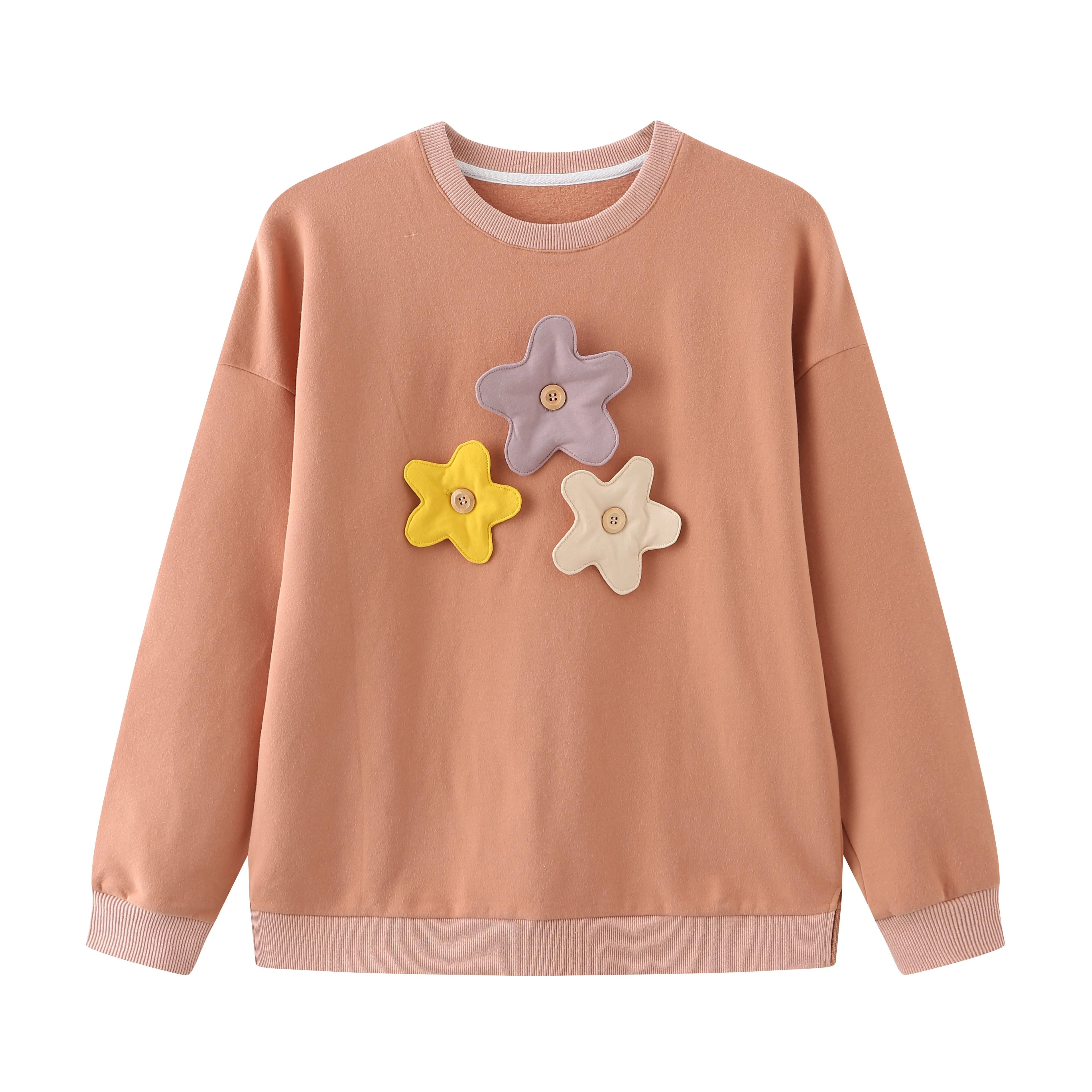 Moms Flower buttons Sweatshirt