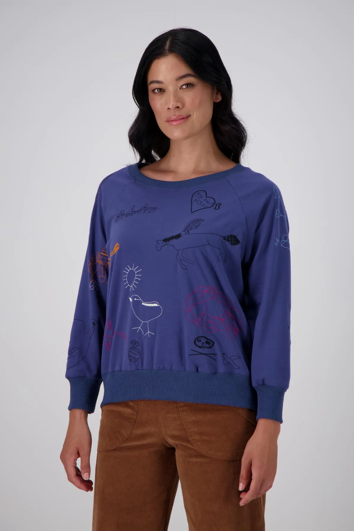 Montage Sweatshirt Cobalt Blue in Embroidered Cotton