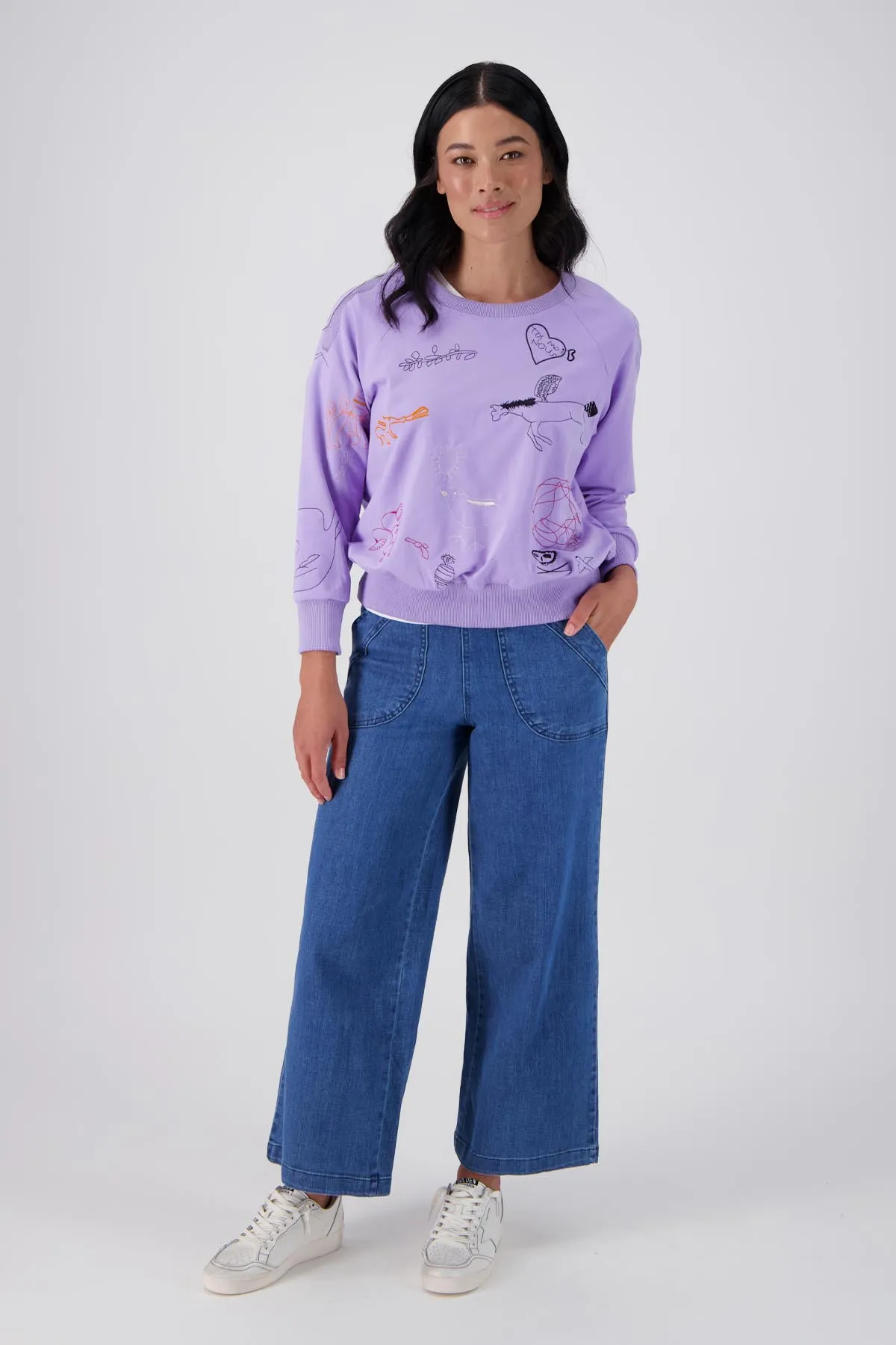 Montage Sweatshirt Lilac in Embroidered Cotton