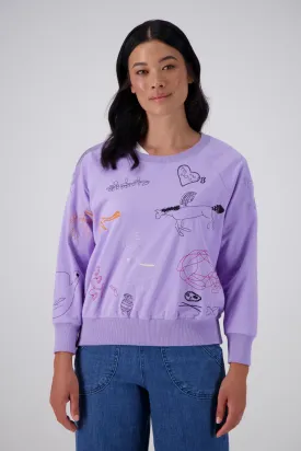 Montage Sweatshirt Lilac in Embroidered Cotton