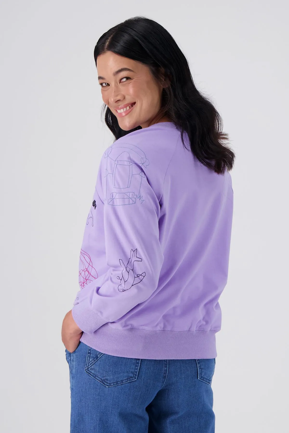 Montage Sweatshirt Lilac in Embroidered Cotton