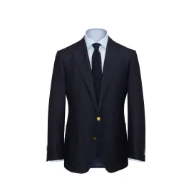 Navy Doeskin Blazer with Brass Buttons