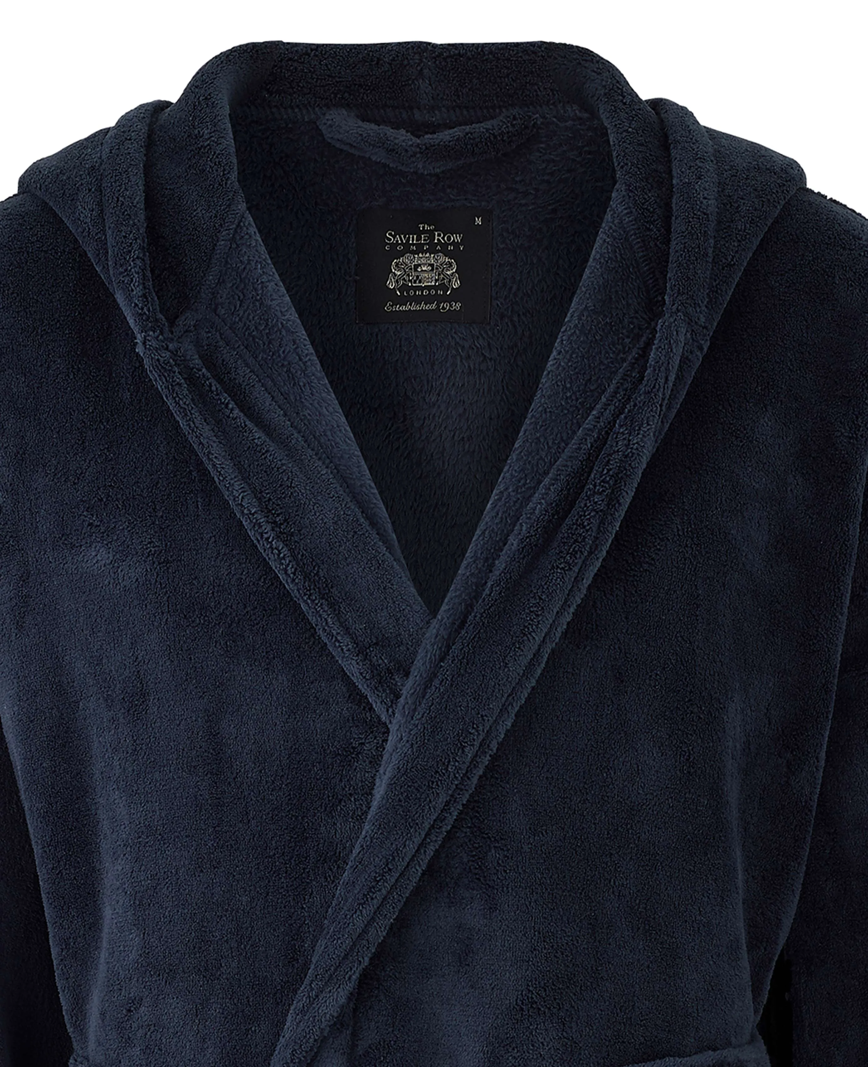 Navy Fleece Dressing Gown With Hood