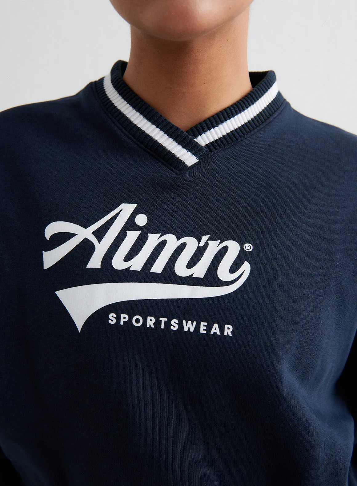 Navy Pitch V-neck Sweatshirt