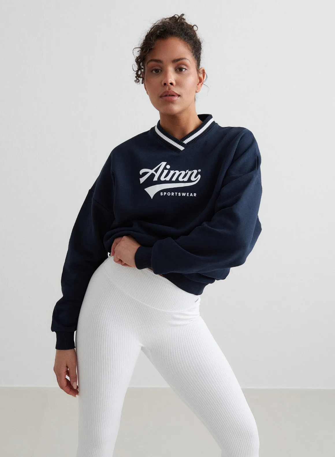 Navy Pitch V-neck Sweatshirt