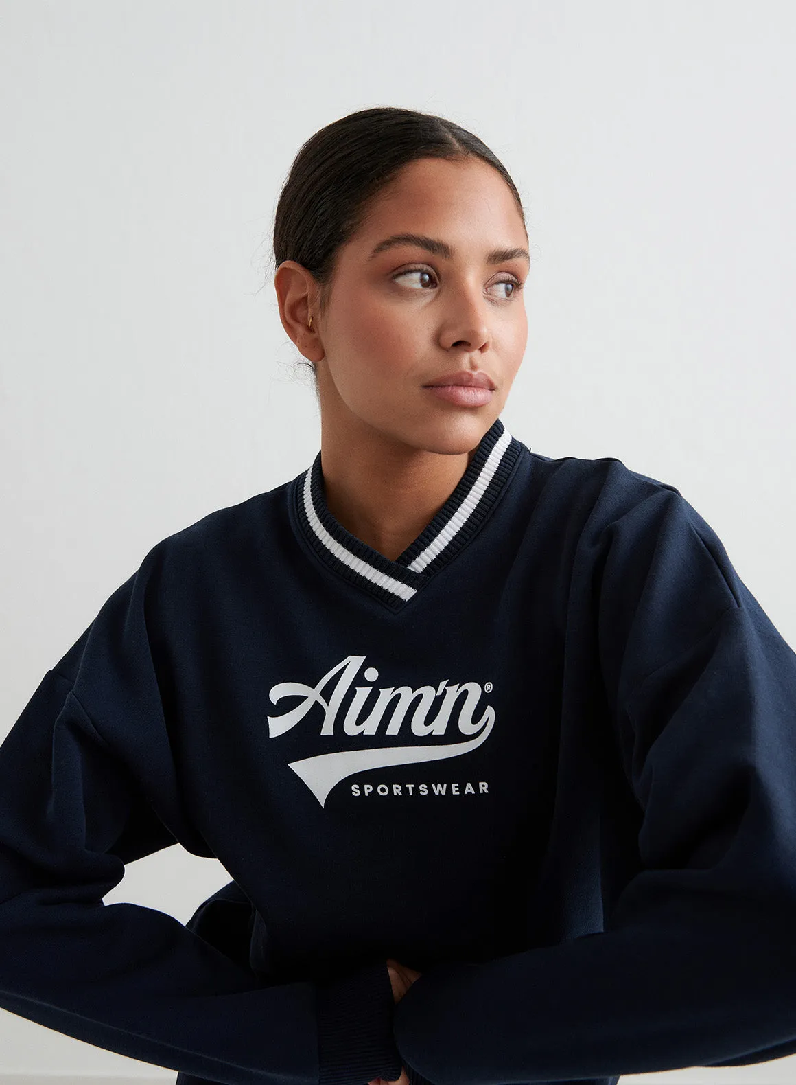 Navy Pitch V-neck Sweatshirt