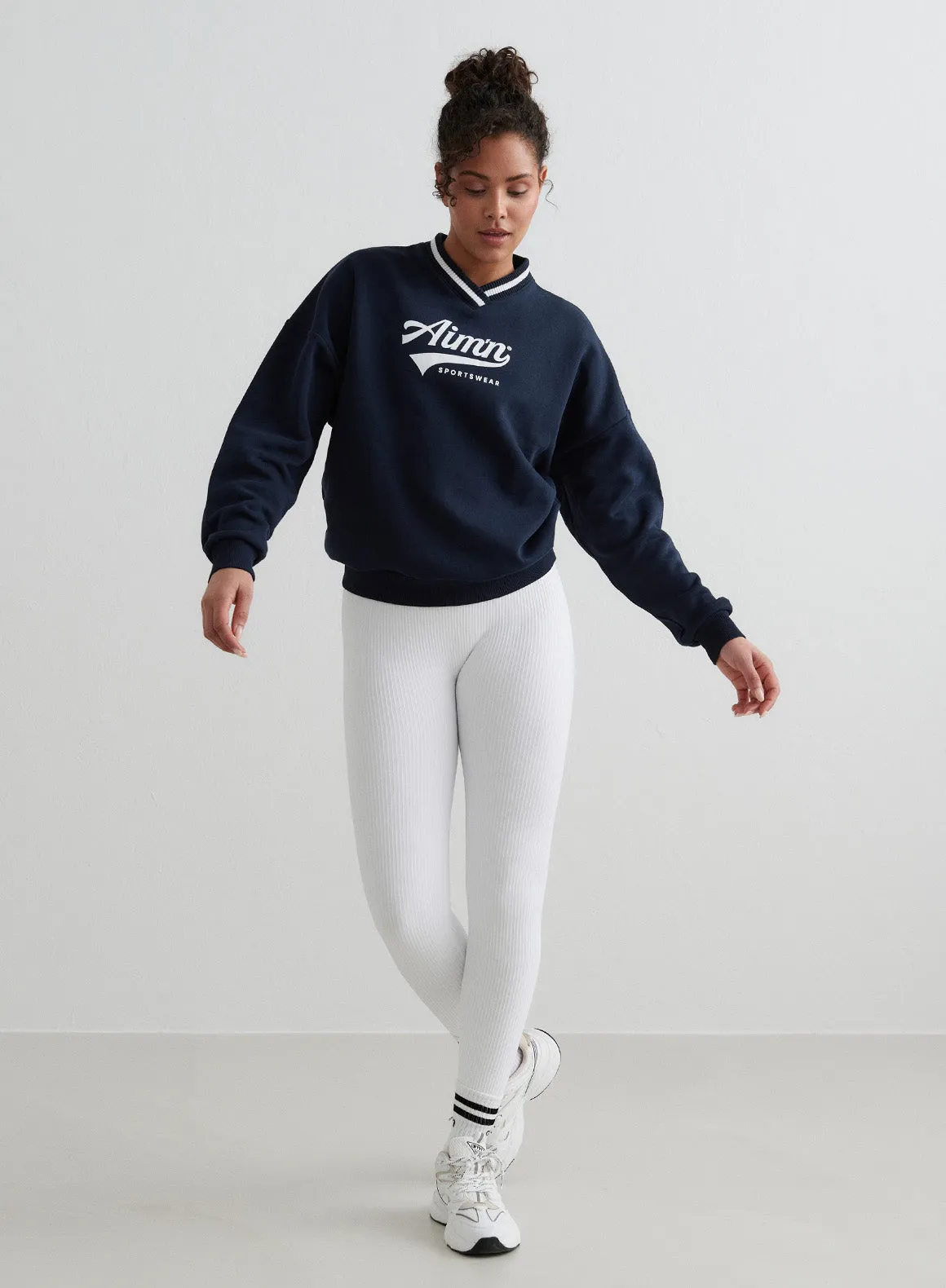 Navy Pitch V-neck Sweatshirt