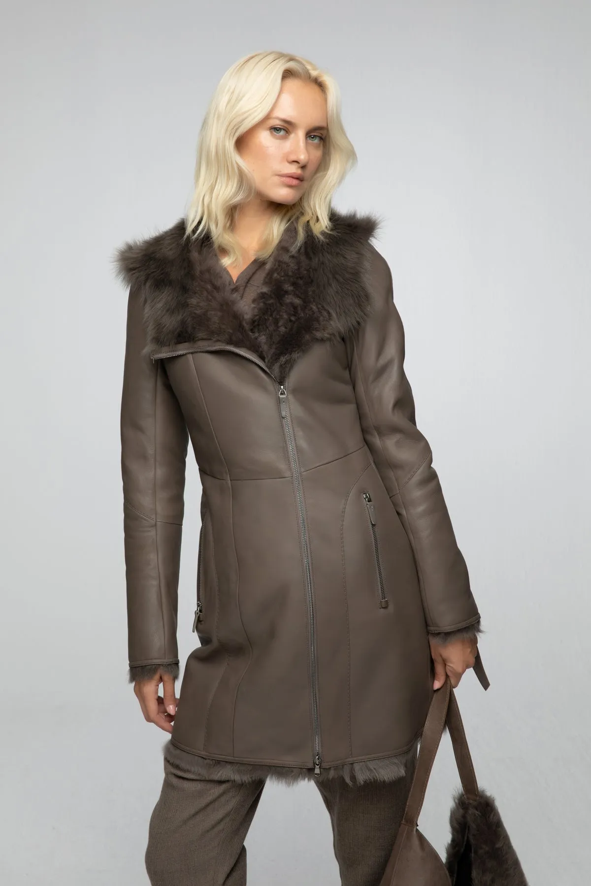 Nude Shearling Coat