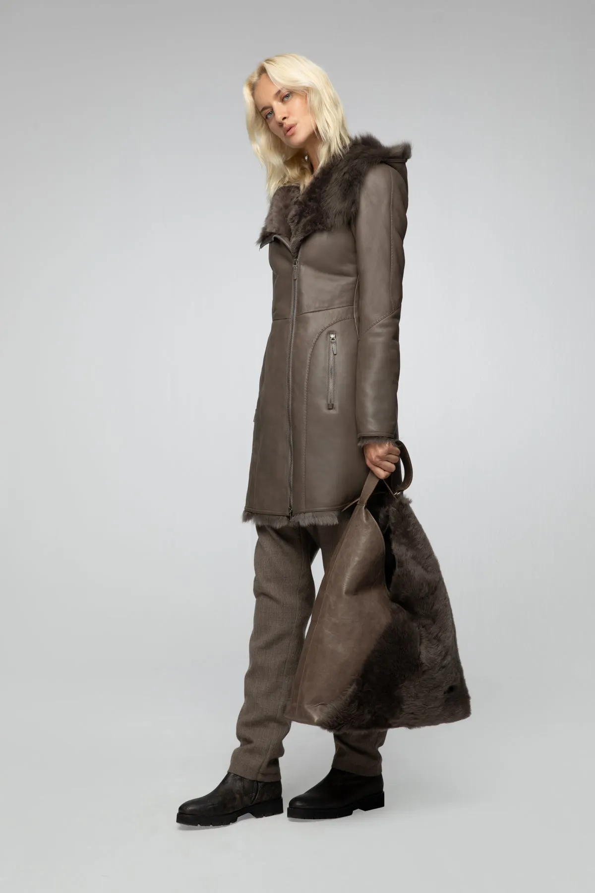 Nude Shearling Coat