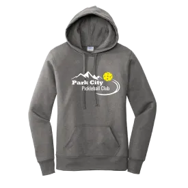 Park City Pickleball Club (White Words) Customizable | Women’s Fitted Hoodie Pickleball Sweatshirt | 50% Cotton 50% Poly Fleece