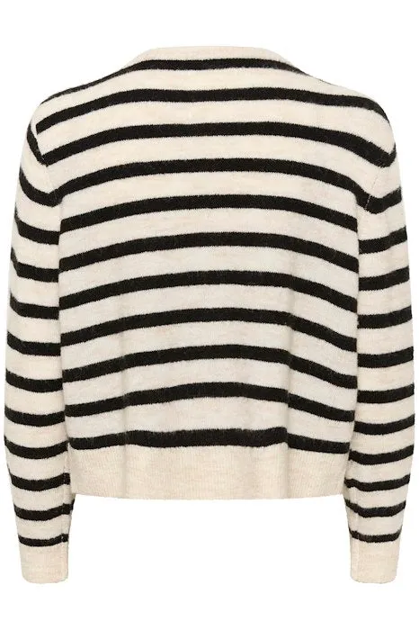 Part Two Linika Cardigan in Black Stripe