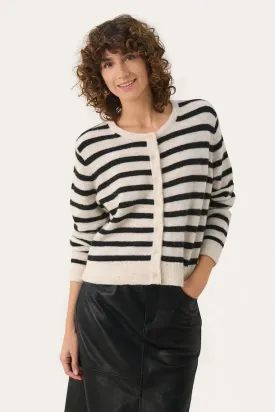 Part Two Linika Cardigan in Black Stripe