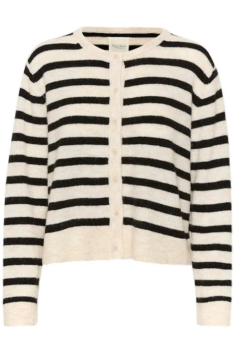 Part Two Linika Cardigan in Black Stripe