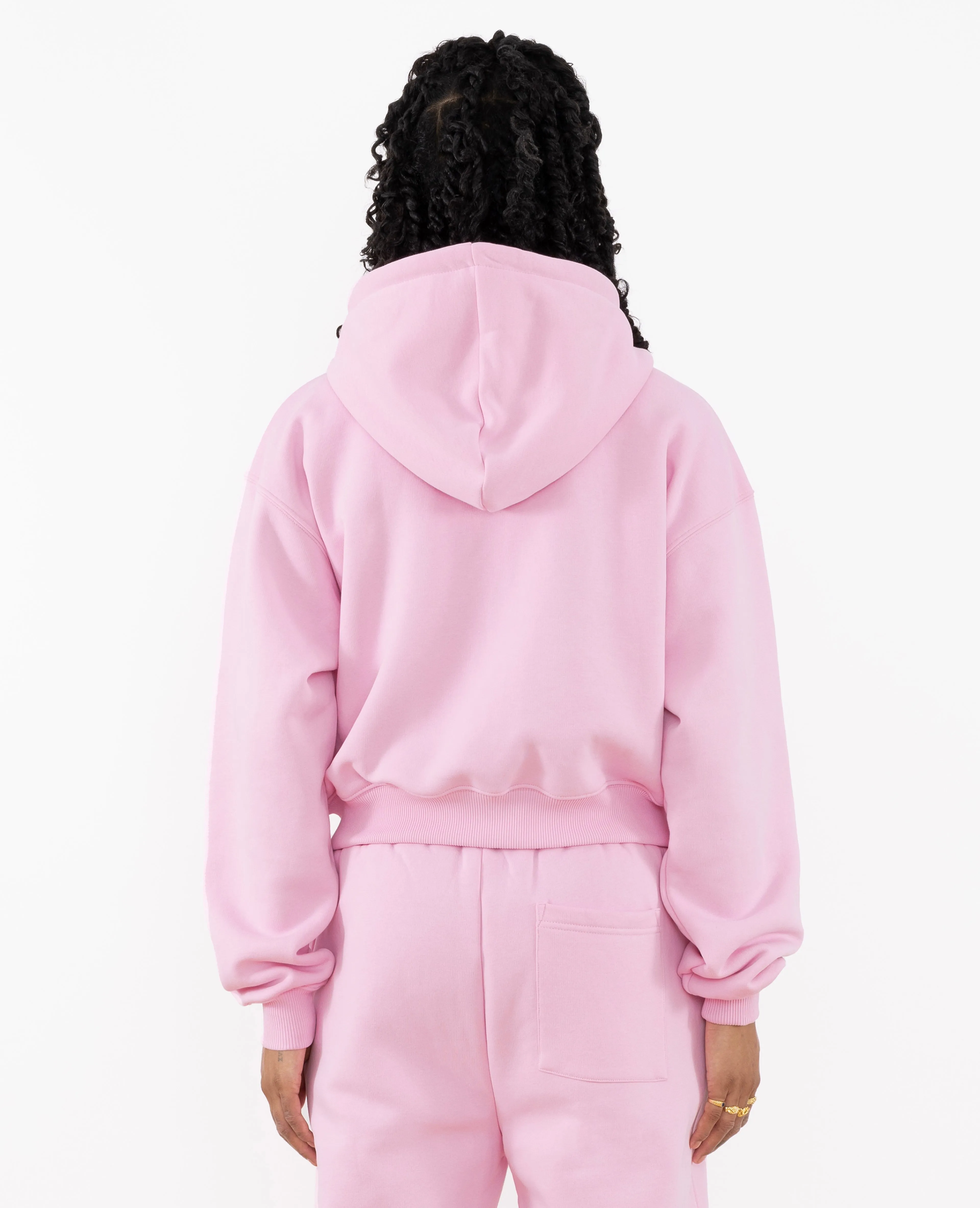 Patta Femme Basic Cropped Zip Hooded Sweater (Cradle Pink)