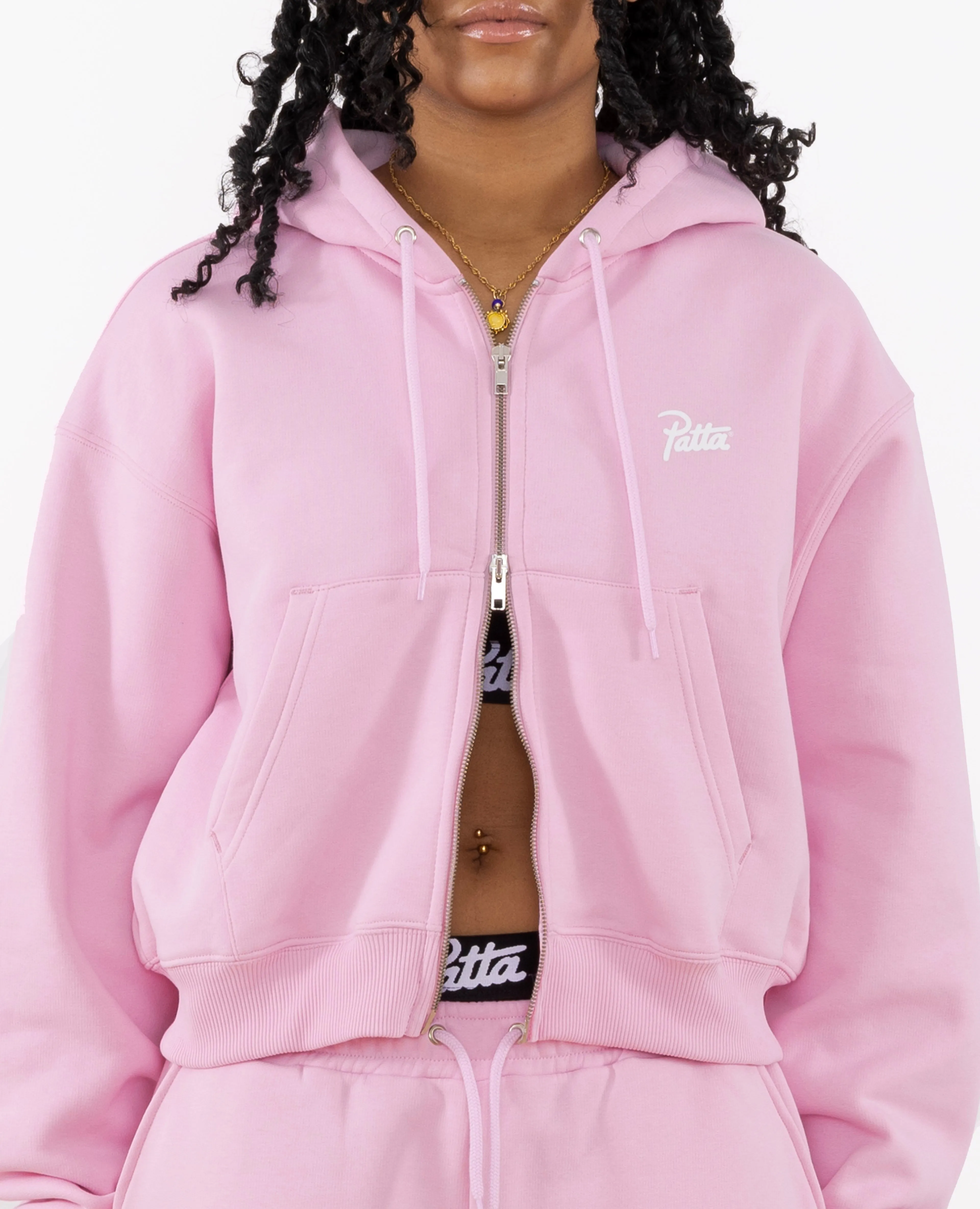 Patta Femme Basic Cropped Zip Hooded Sweater (Cradle Pink)