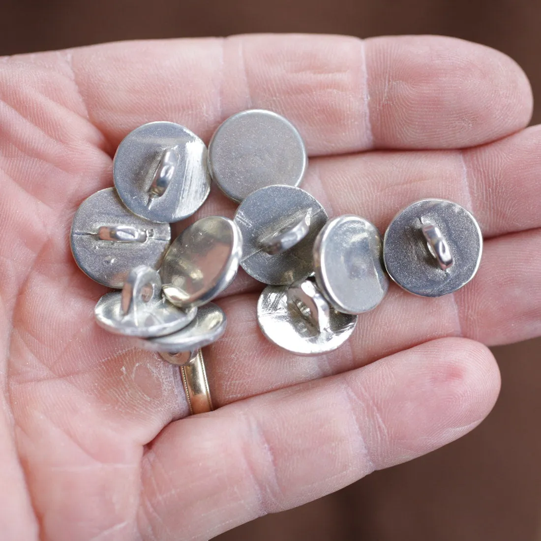 Plain Pewter Buttons Small Pack of 10