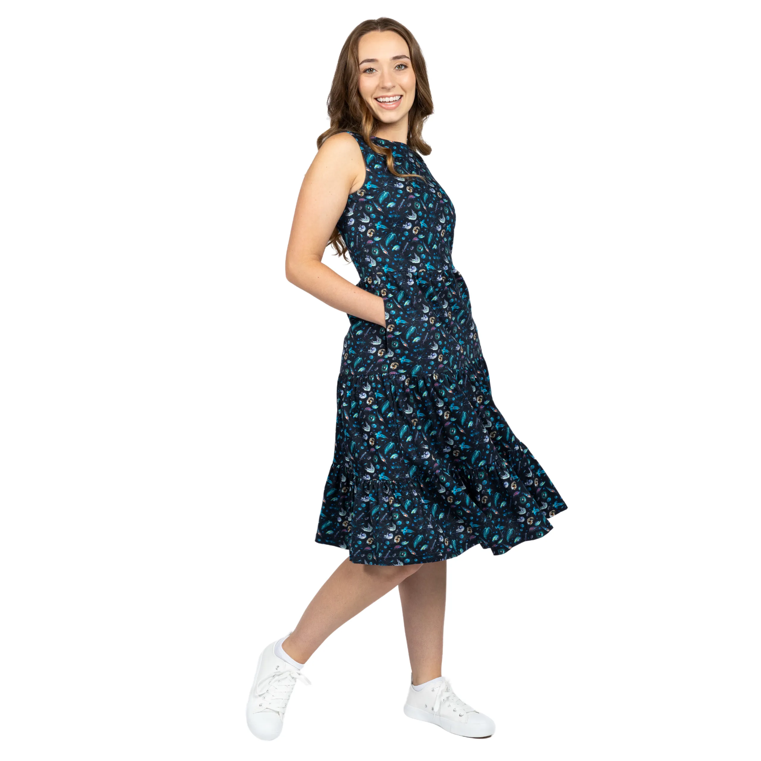 Plankton Sleeveless Tiered Dress (With Waist Seam)