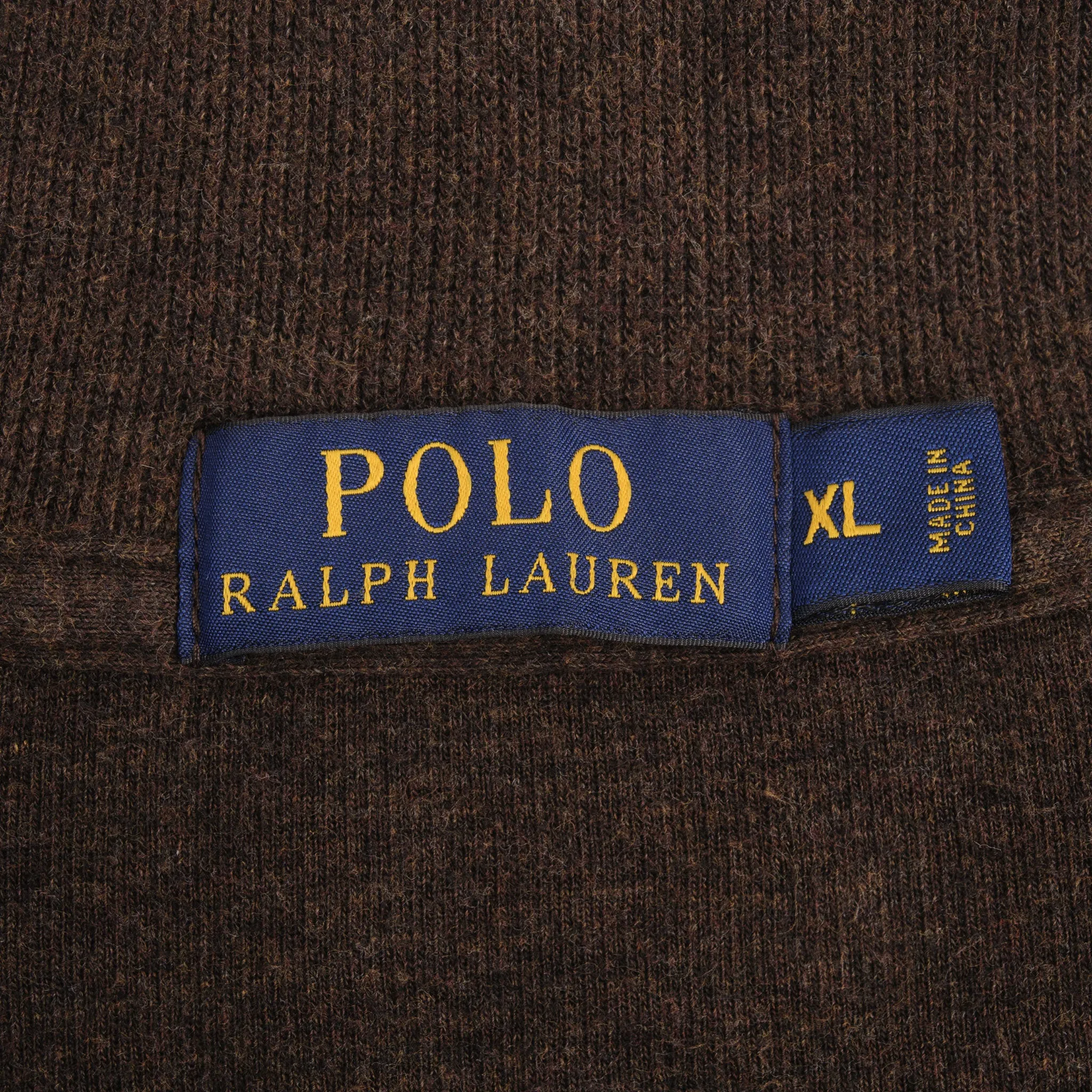 POLO RALPH LAUREN BROWN QUARTER 1/4 ZIP SWEATER SIZE XL