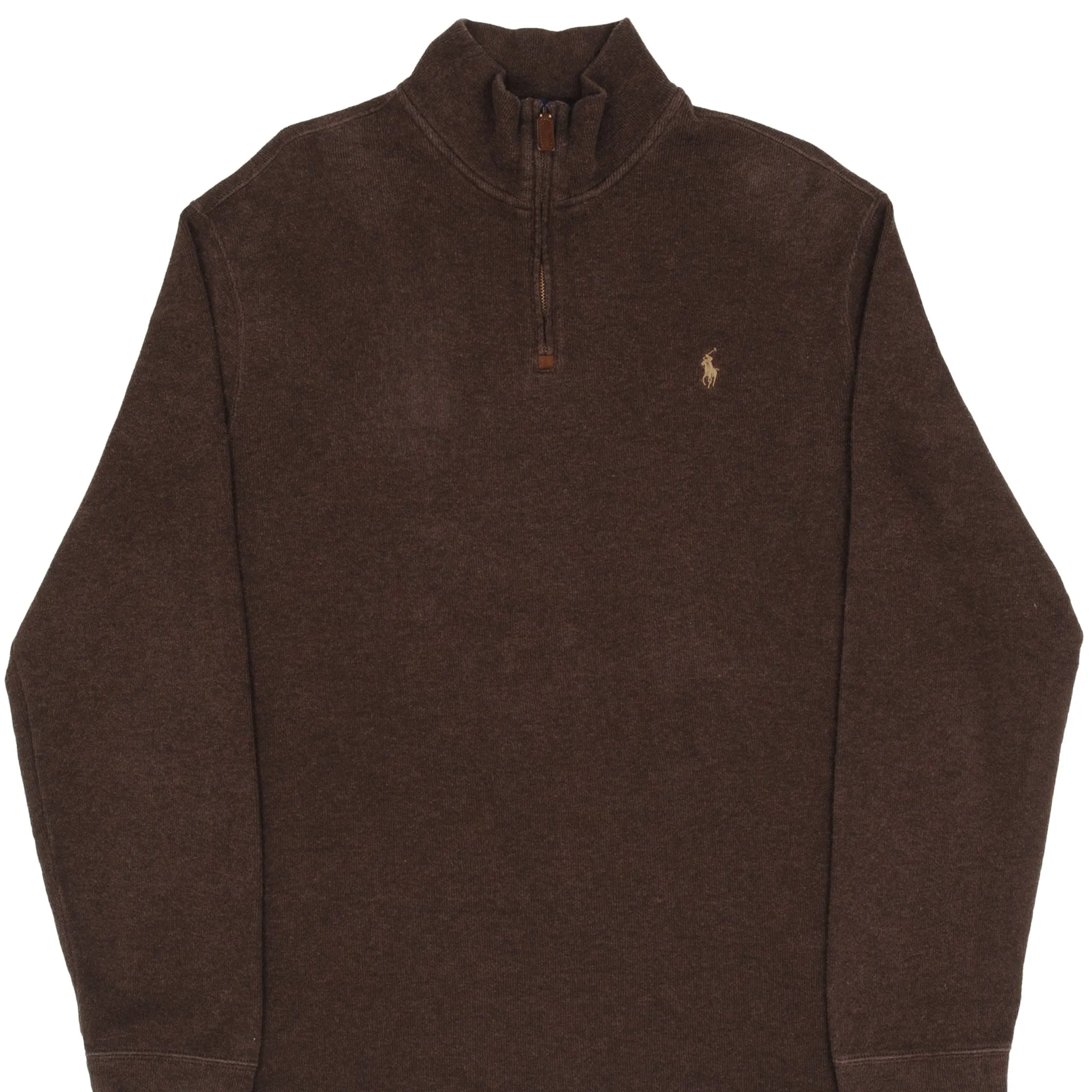 POLO RALPH LAUREN BROWN QUARTER 1/4 ZIP SWEATER SIZE XL