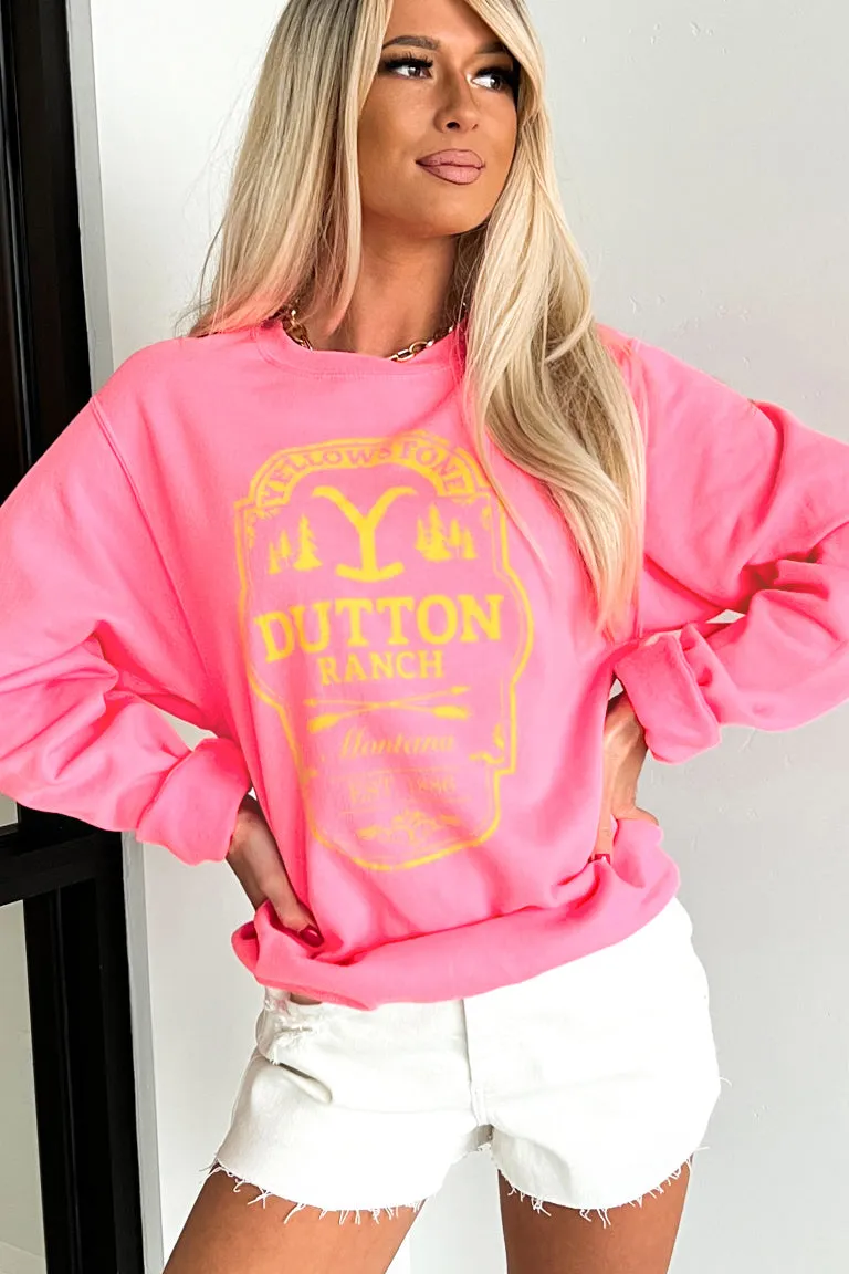 "Dutton Ranch" Graphic Crewneck (Hot Pink)