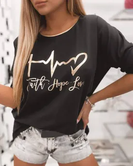 "faith, Hope, Love" Graphic Sweatshirt In Black