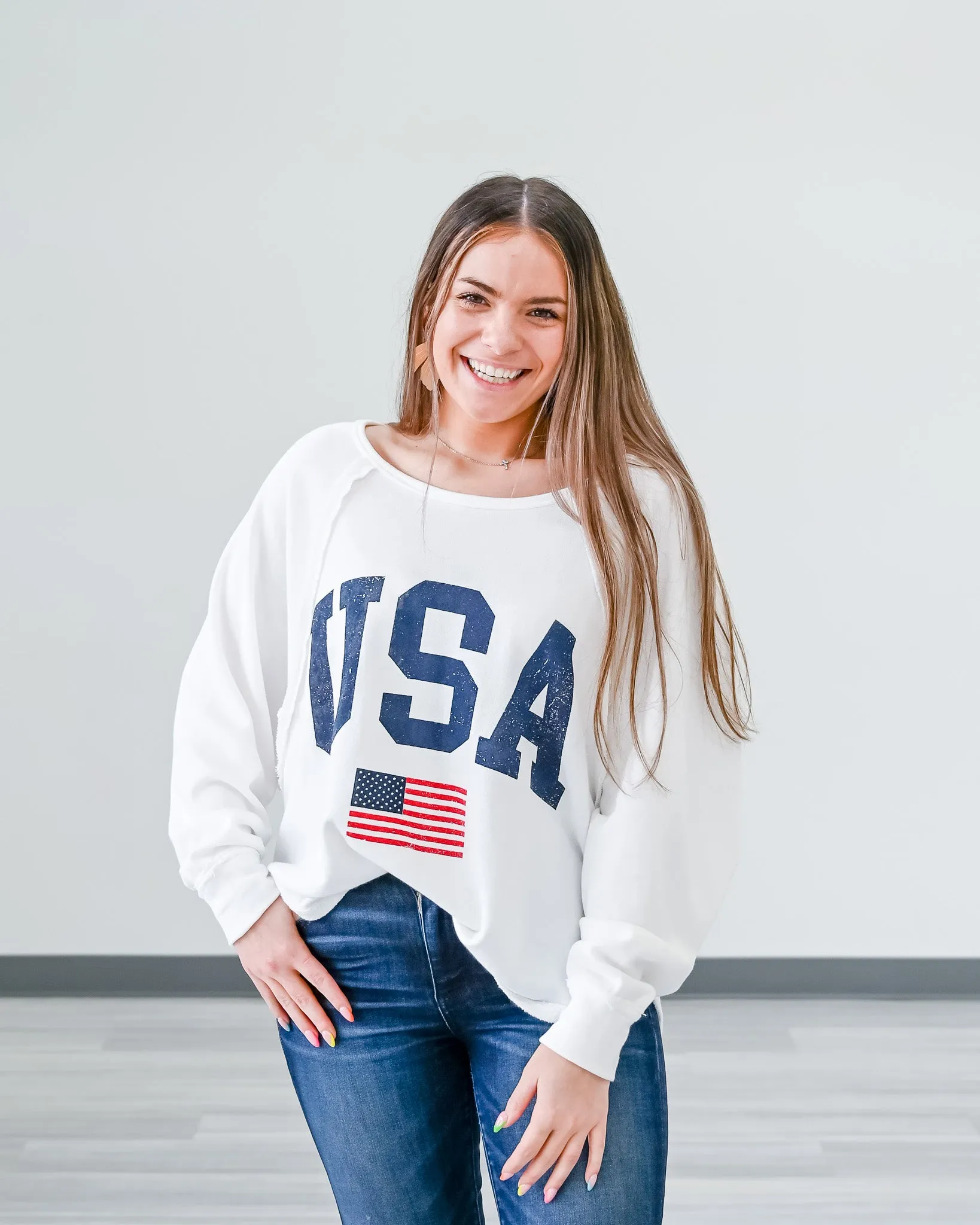 "USA" Long Sleeve Crop Top