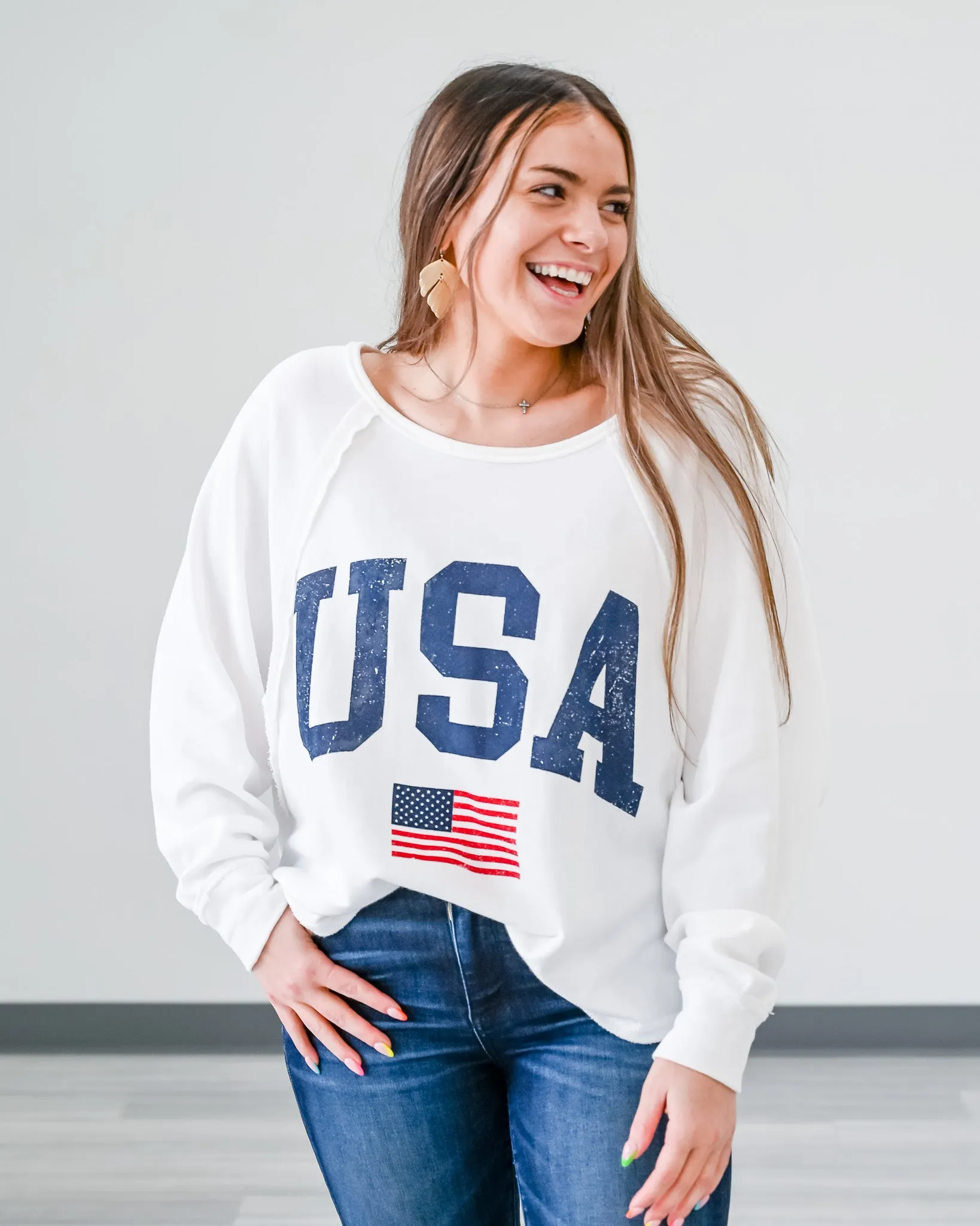 "USA" Long Sleeve Crop Top