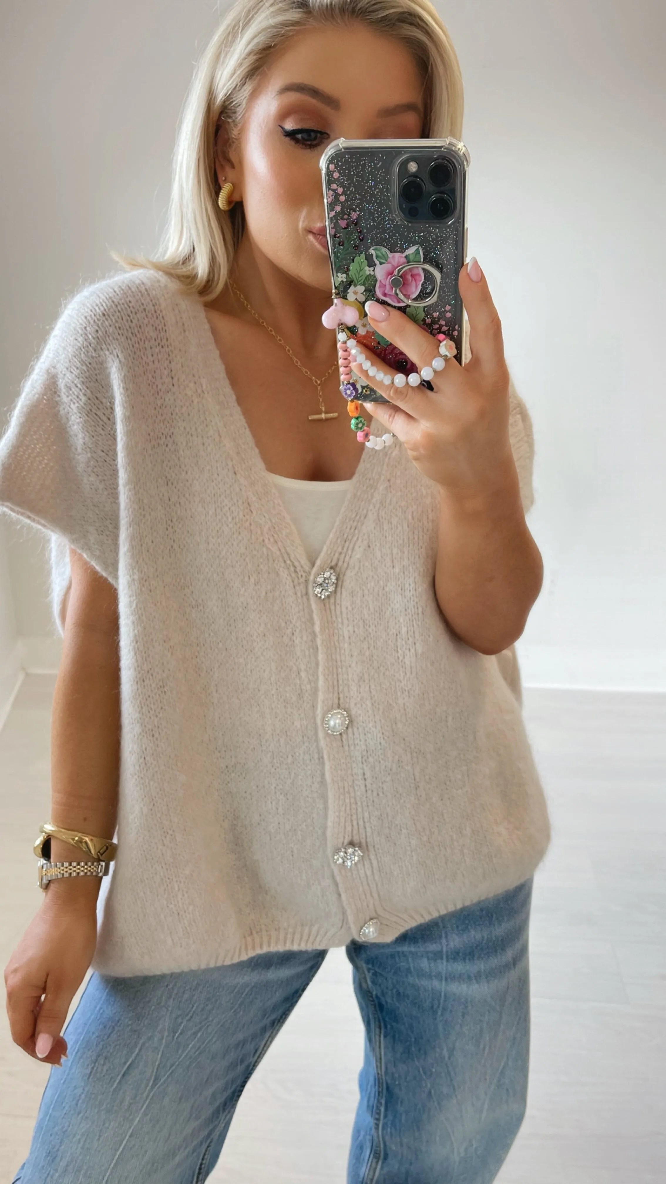 ROXIE KID MOHAIR CARDI - CREMÉ