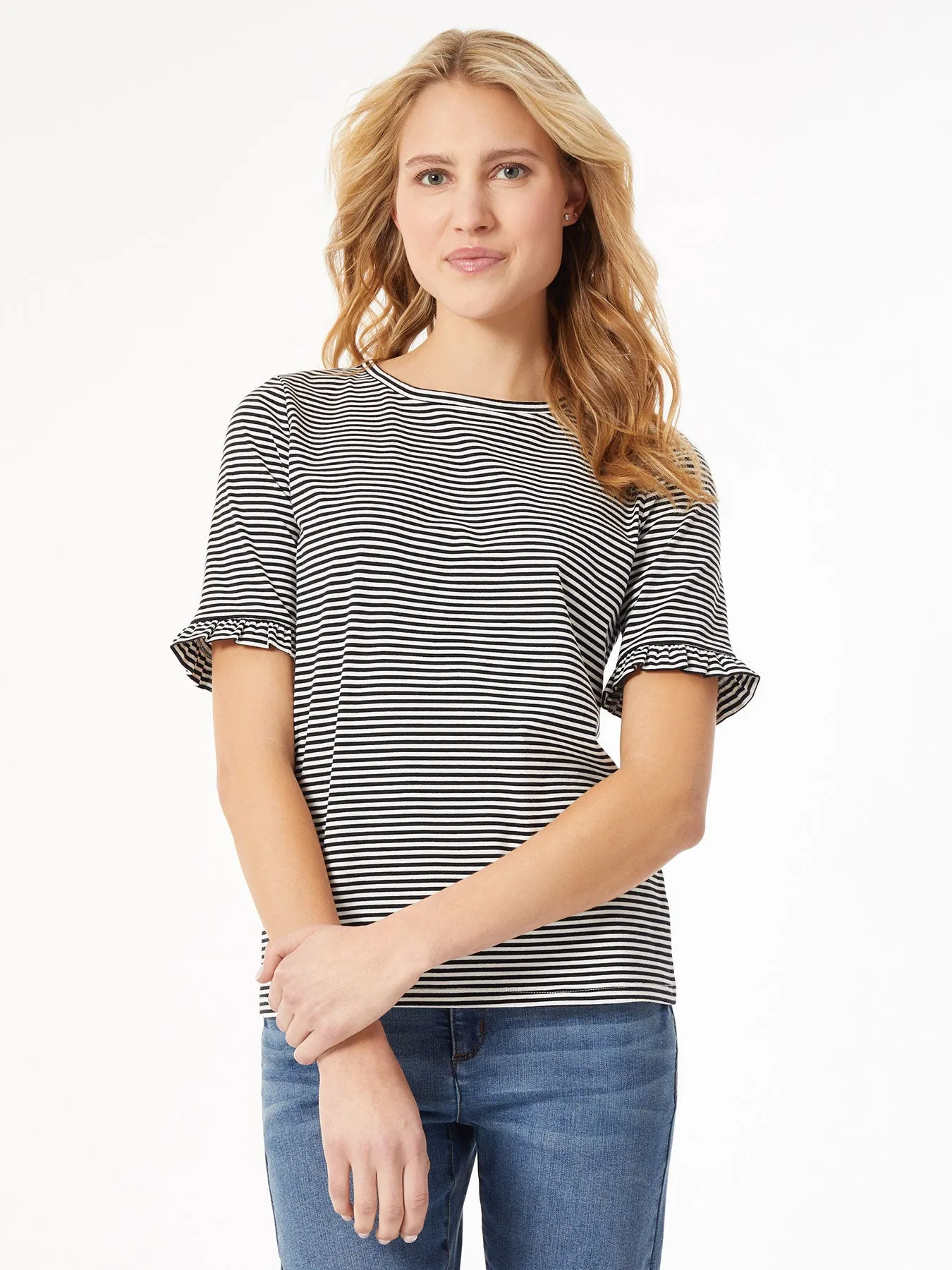 Ruffle Trim Sleeve Tee