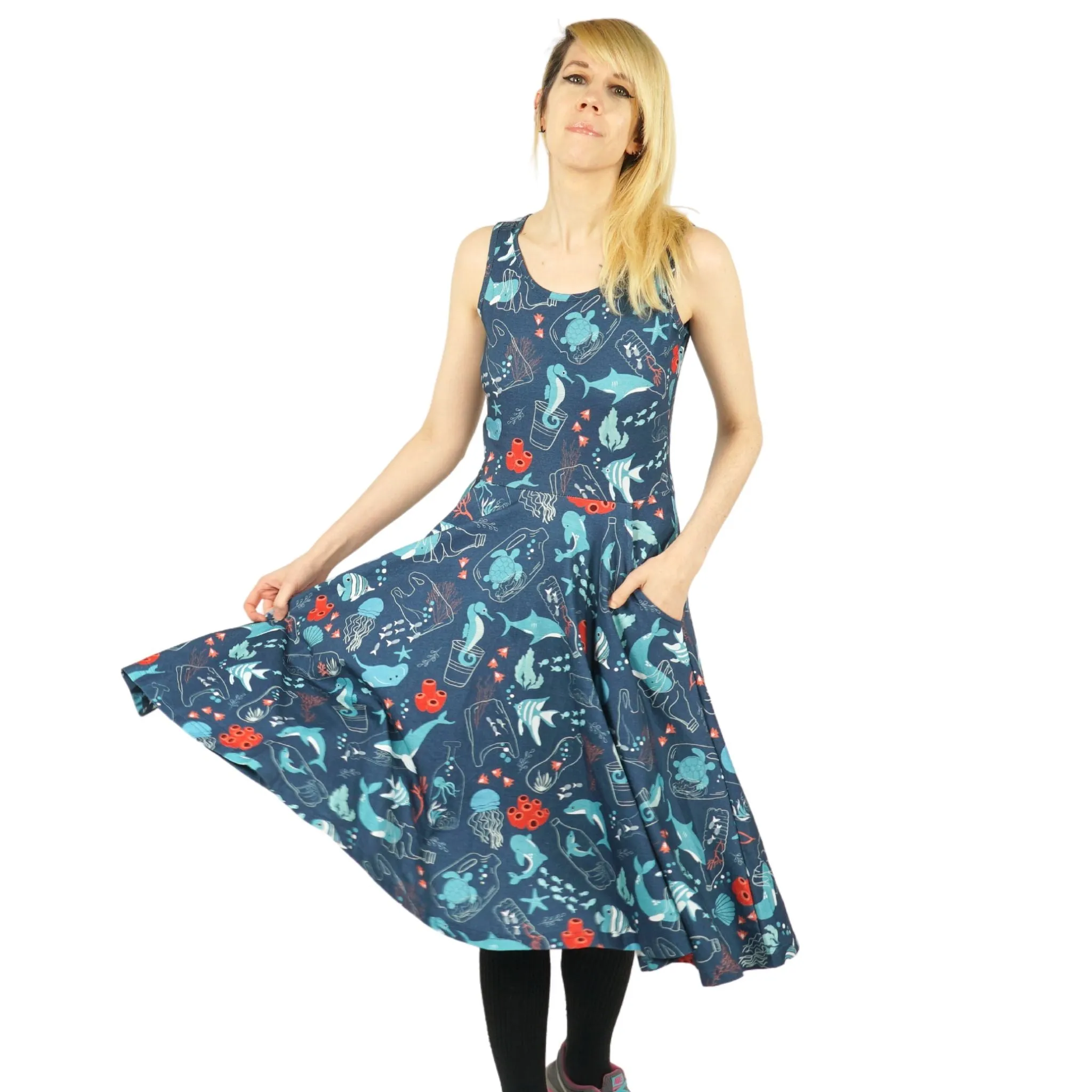 Save the Ocean Sleeveless Twirl Dress