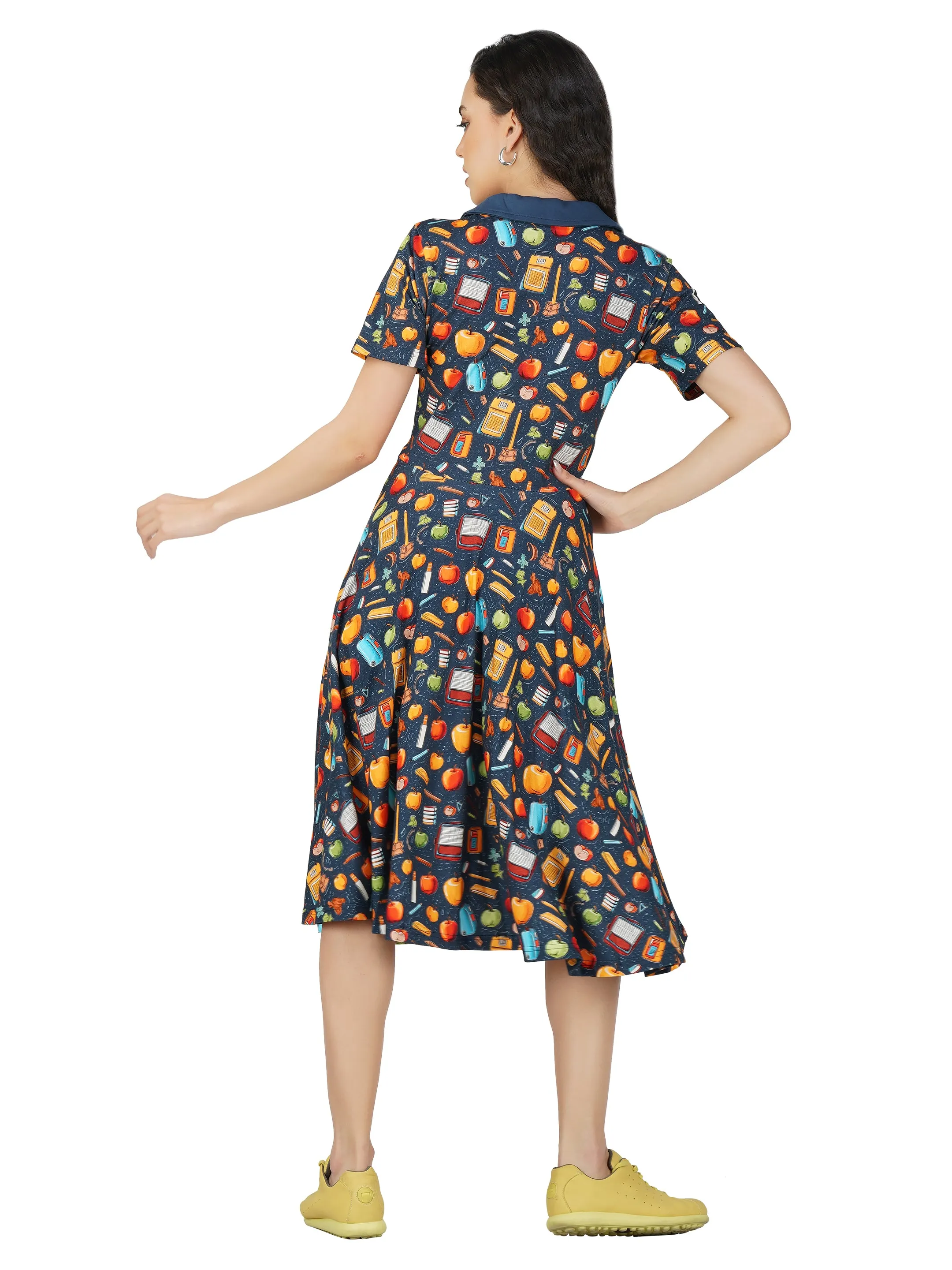 School Tools Collared Twirl Dress