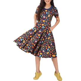 School Tools Collared Twirl Dress