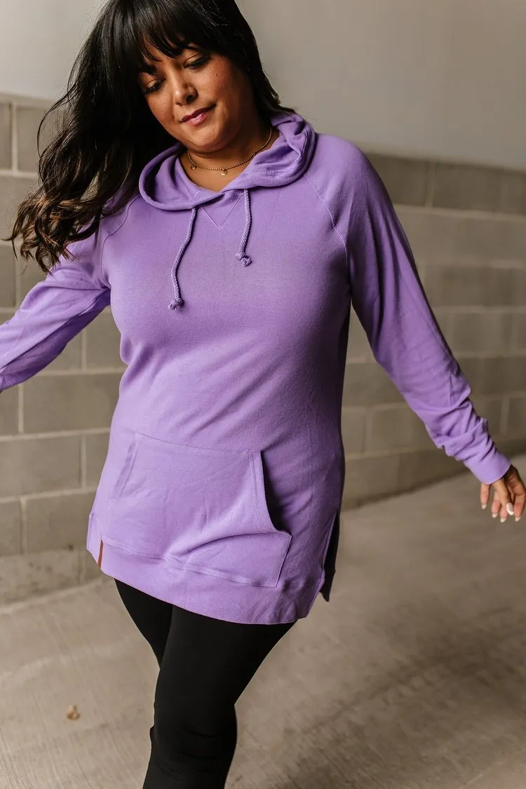 Side Slit Hoodie - Bright Lilac