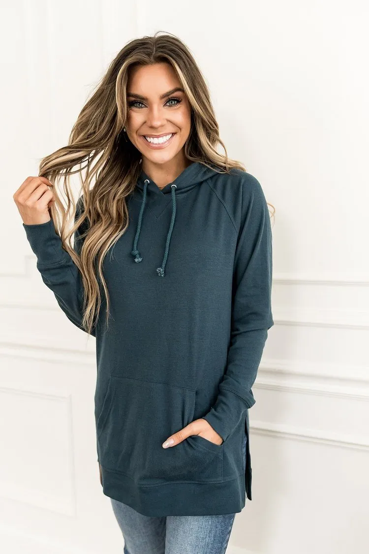 Side Slit Hoodie - Teal