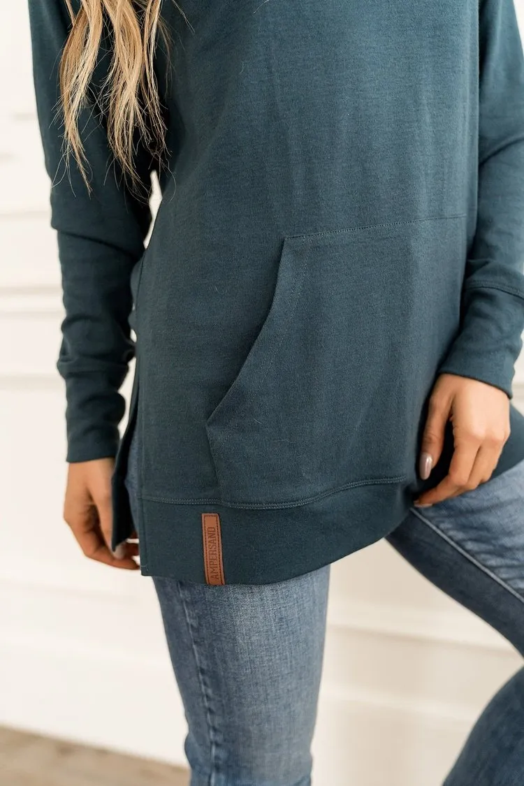 Side Slit Hoodie - Teal