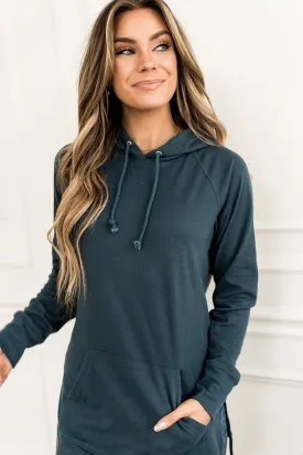 Side Slit Hoodie - Teal