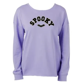 'Spooky Sequin Bat' Letter Patch Raw Edge Crew