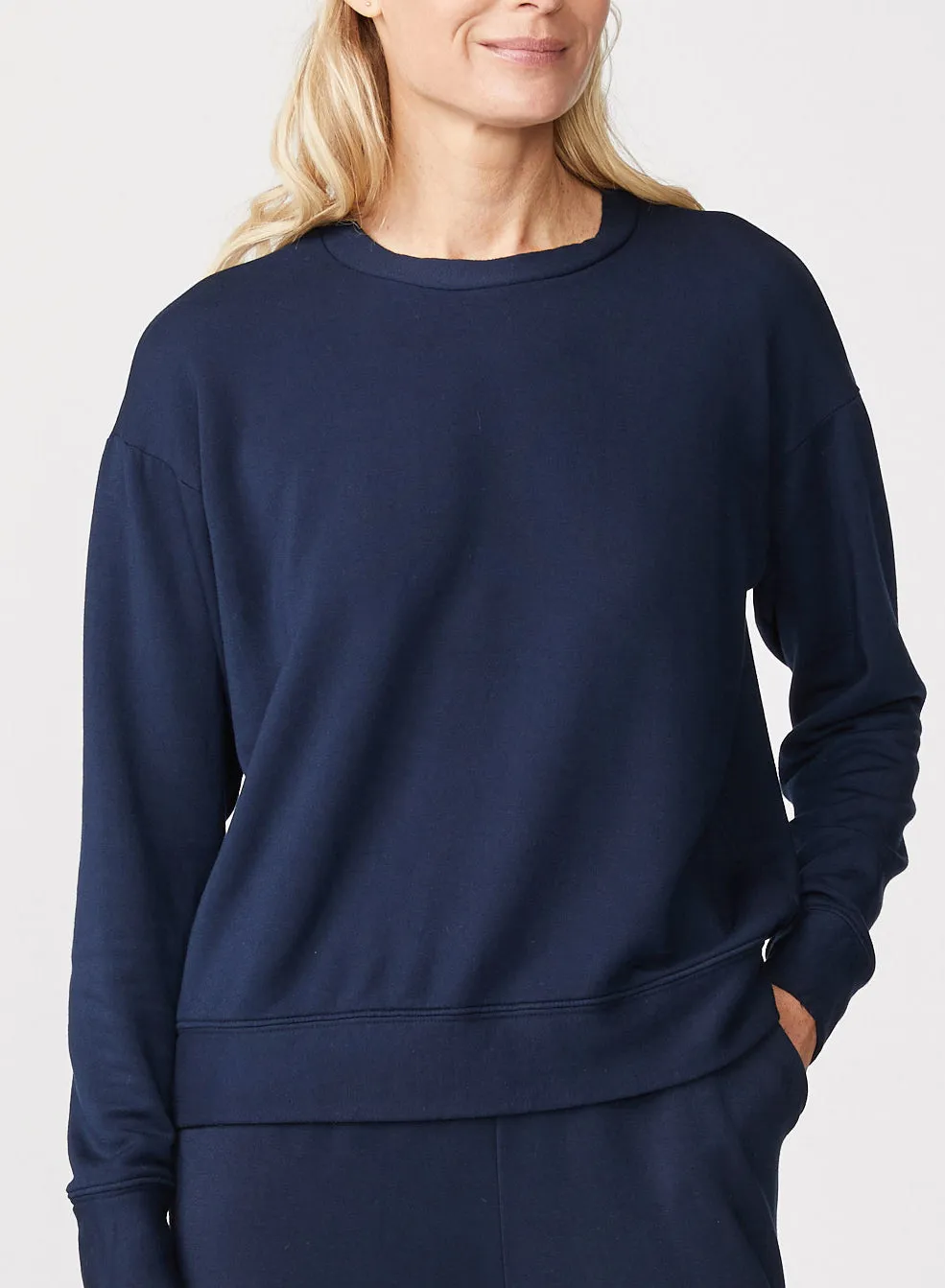 Stateside Softest Fleece Crewneck Sweatshirt in New Navy