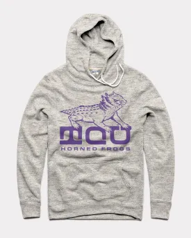 TCU Block Monogram Mascot Athletic Grey Hoodie