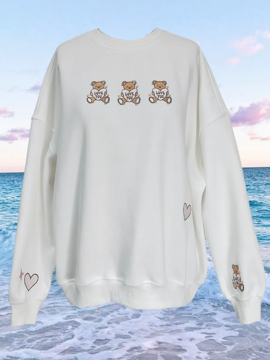 Teddy Bear Embroider Sweatshirt