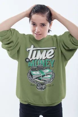 Time Is Money Relaxed Fit Sweatshirt For Women