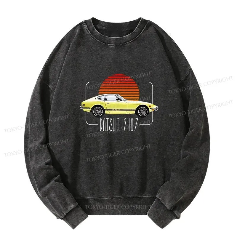 Tokyo-Tiger Datsun 240Z Retro Classic Car Washed Sweatshirt