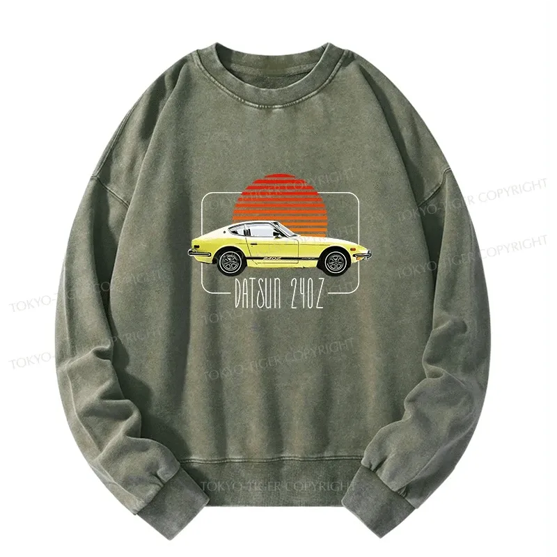 Tokyo-Tiger Datsun 240Z Retro Classic Car Washed Sweatshirt