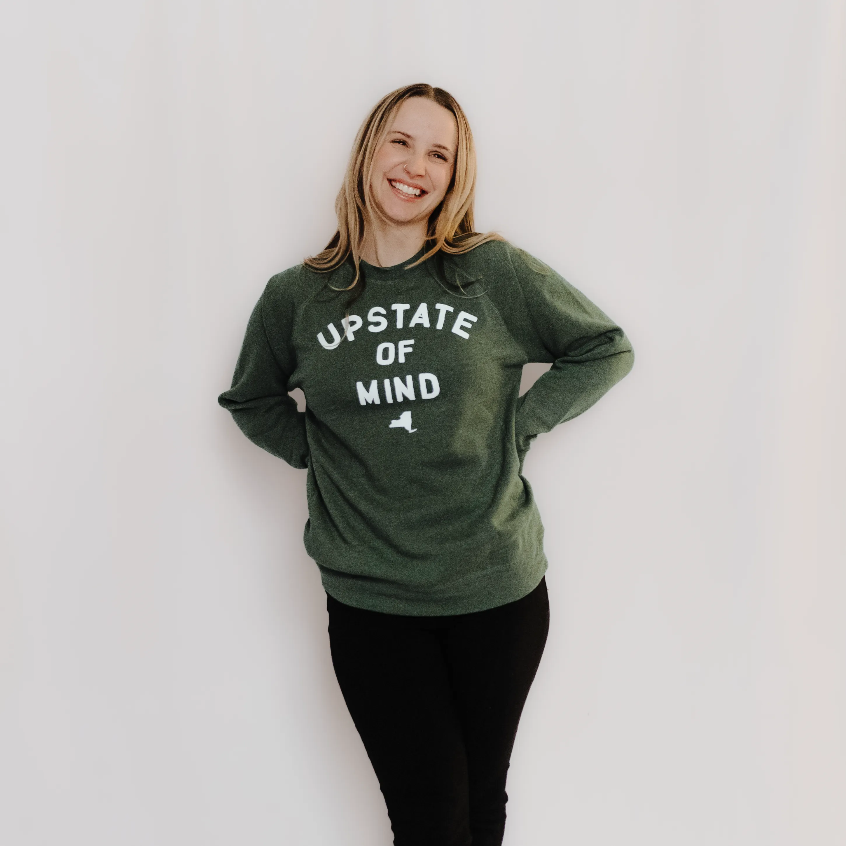 Upstate of Mind Crewneck - Moss Heather