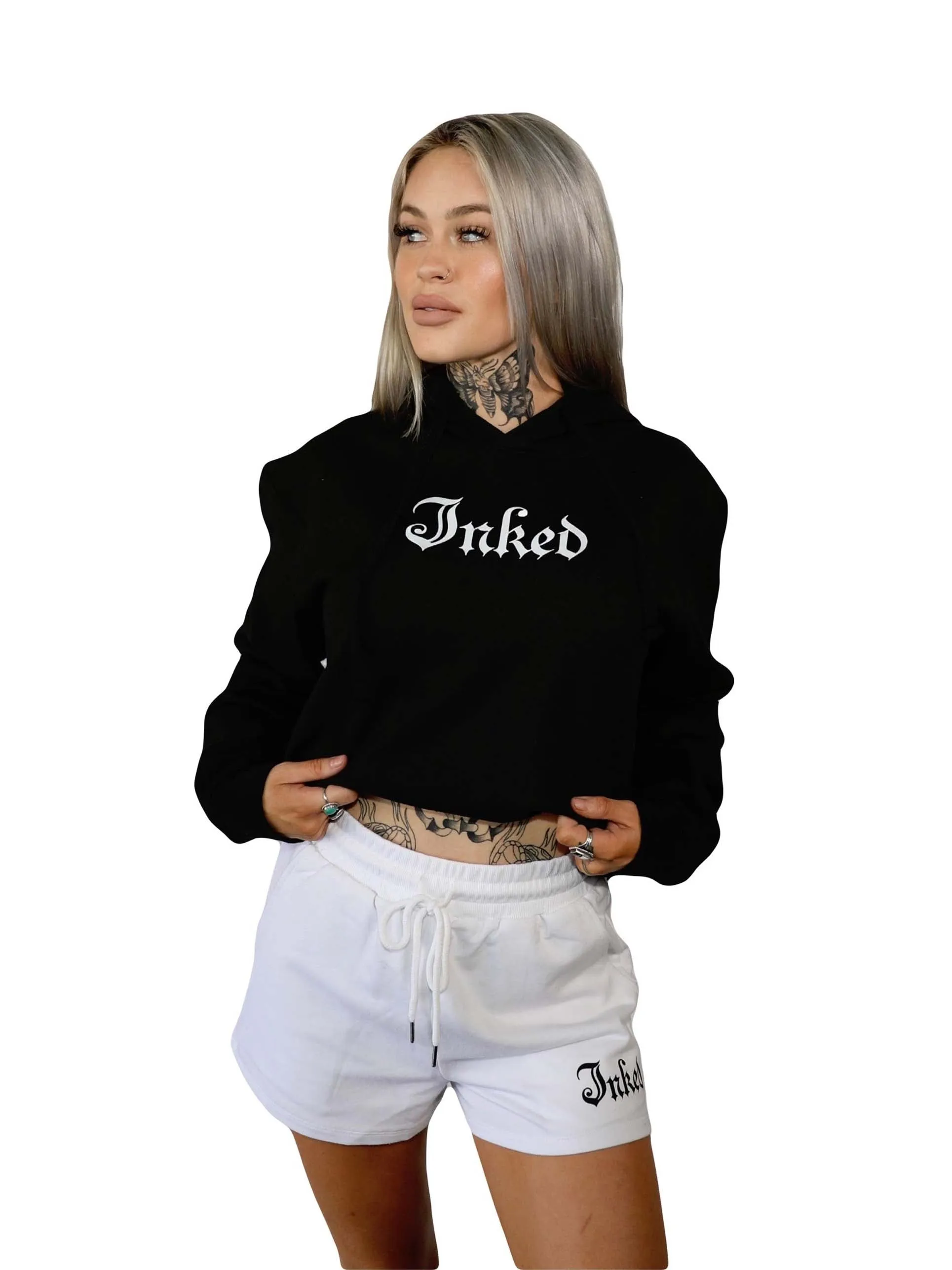 Women's Inked Logo Crop Hoodie