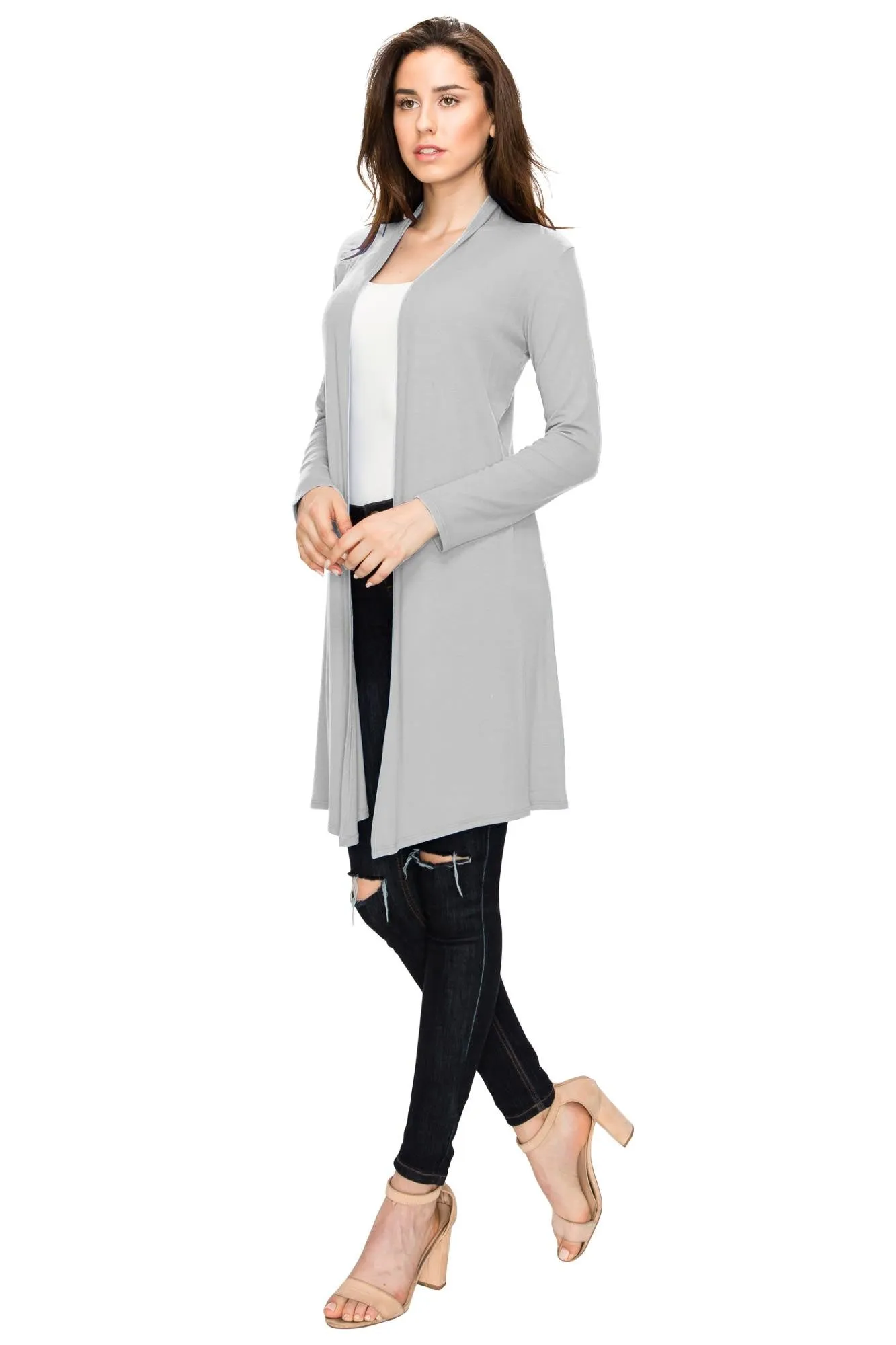 Women's Long Sleeve Open Front Long Cardigan