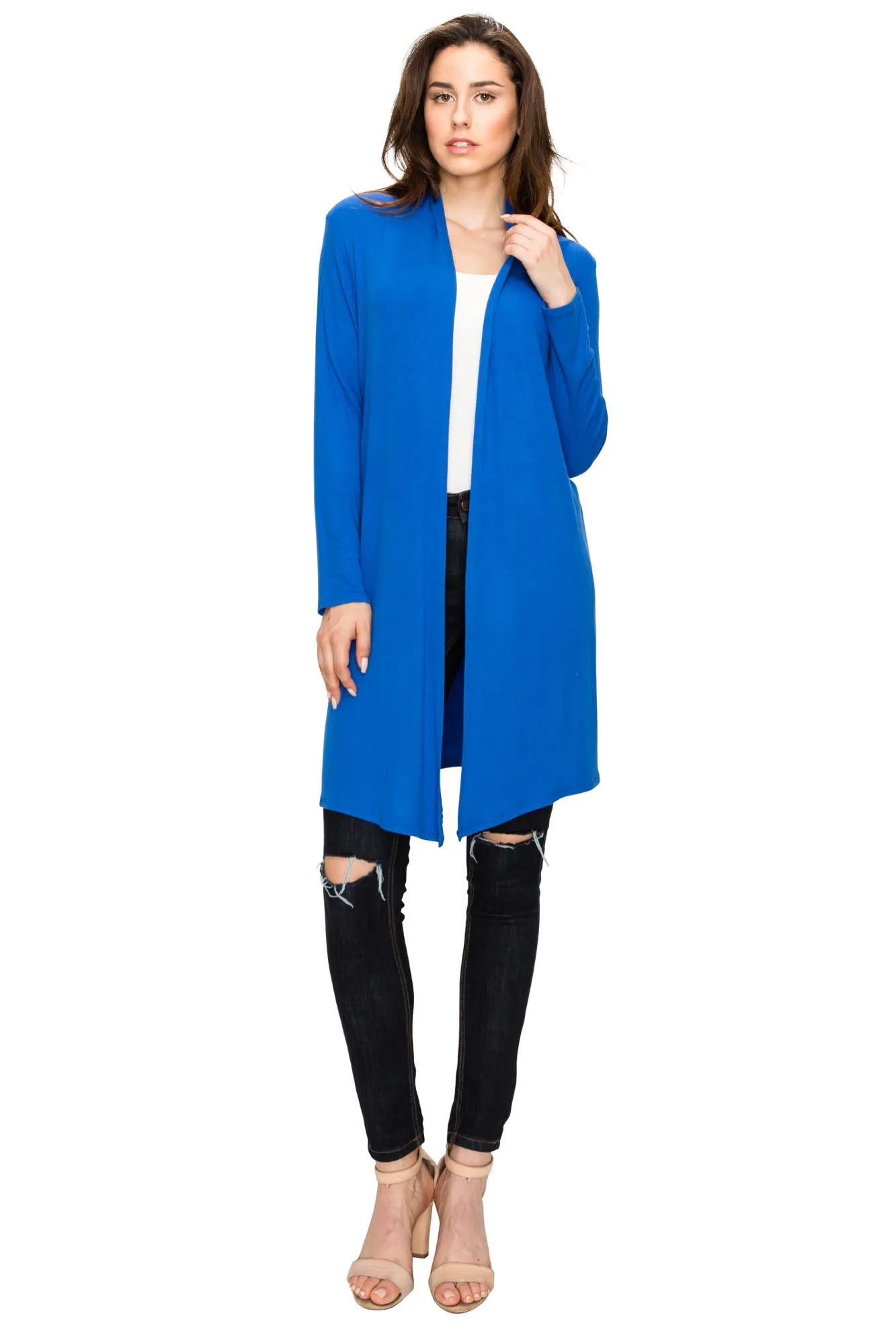 Women's Long Sleeve Open Front Long Cardigan