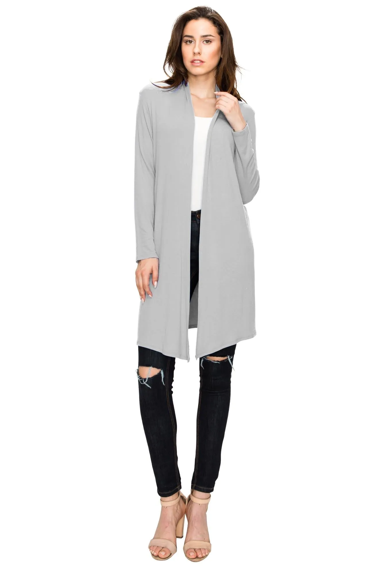 Women's Long Sleeve Open Front Long Cardigan