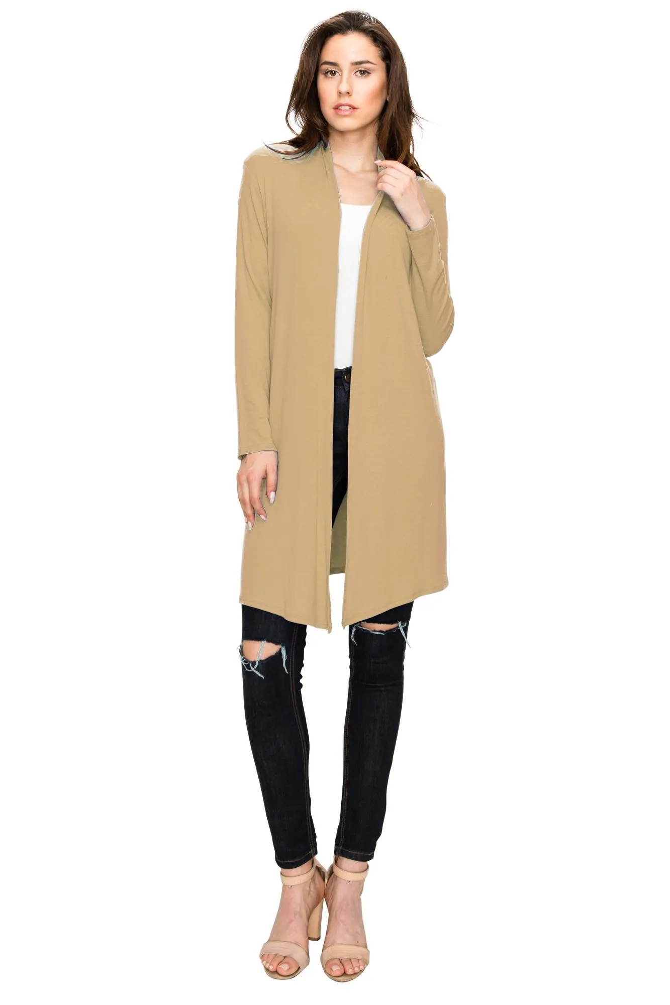 Women's Long Sleeve Open Front Long Cardigan